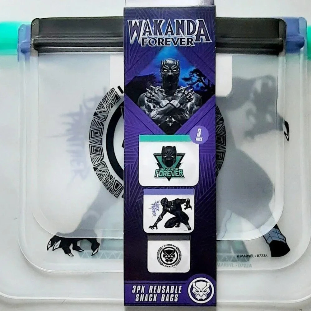 Marvel Black Panther Wakanda Forever 3 Pack Reusable Snack Bags